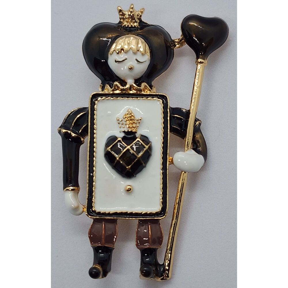 Ace of Hearts Wonderland Black Soldier Enamel Pin Brooch Whimsical